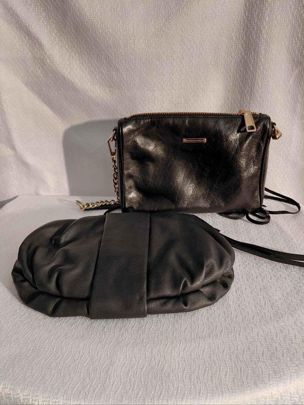 Rebecca Minkoff Black Leather Crossbody Vera Wang  Black Clutch - Picture 2 of 5
